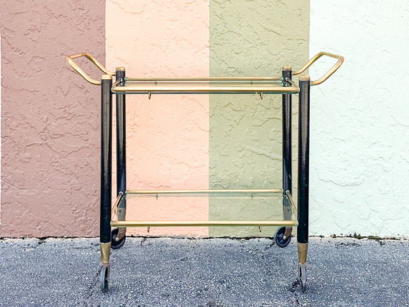 MCM Black and Brass Bar Cart