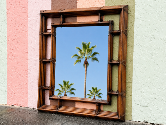 Large Henrendon Island Style Rattan Mirror
