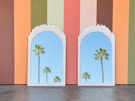 Pair of Newly Painted Palm Frond Mirrors
