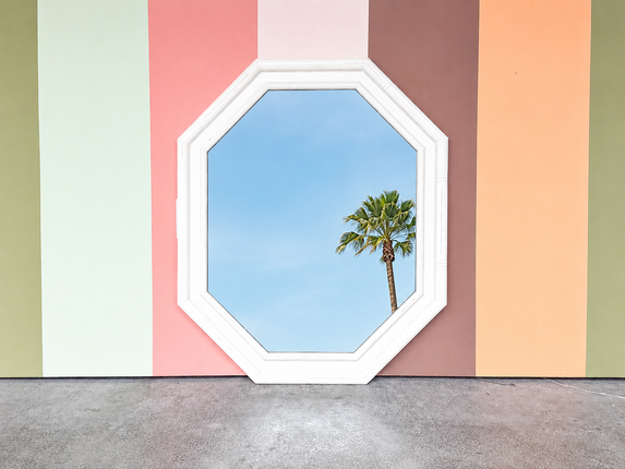 Faux Bamboo Octagon Mirror
