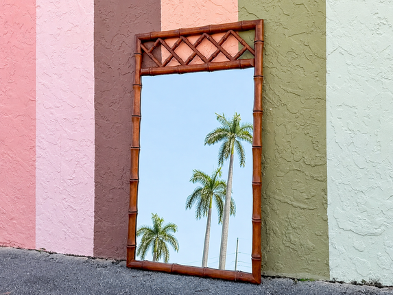 Handsome Chippendale Faux Bamboo Mirror