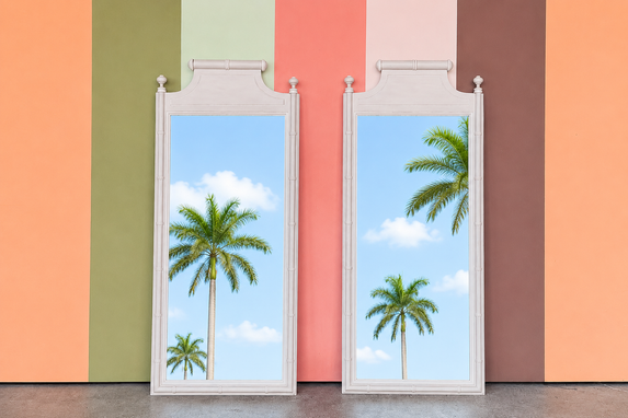 Pair of Faux Bamboo Pagoda Mirrors
