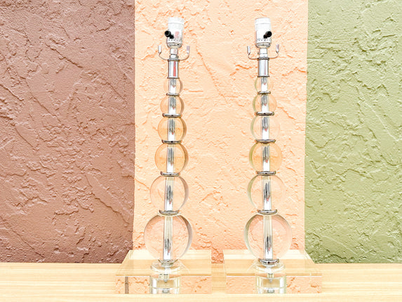 Pair of Lucite Bubble Lamps