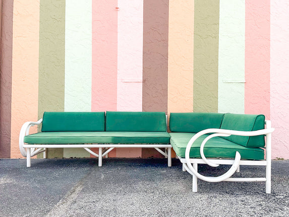 Two Part L Shaped Rattan Sofa