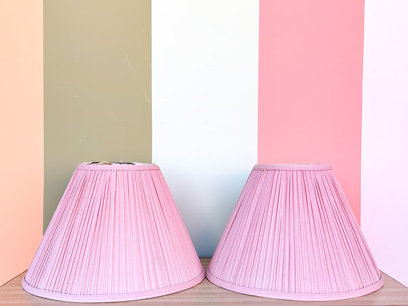 Pair of Vintage Kips Bay Show House Pink Pleated Lamp Shades