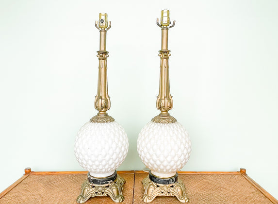 Hollywood Regency Quilted Glass Lamps