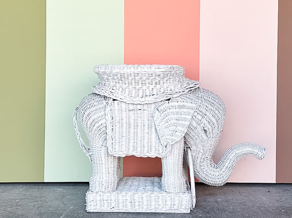 Wicker Elephant Garden Seat