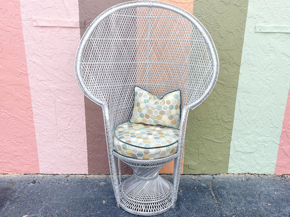 Kips Bay Show House Silver Peacock Chair