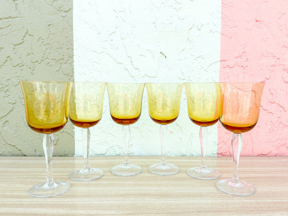 Set of Six Sunshine Yellow Glassware