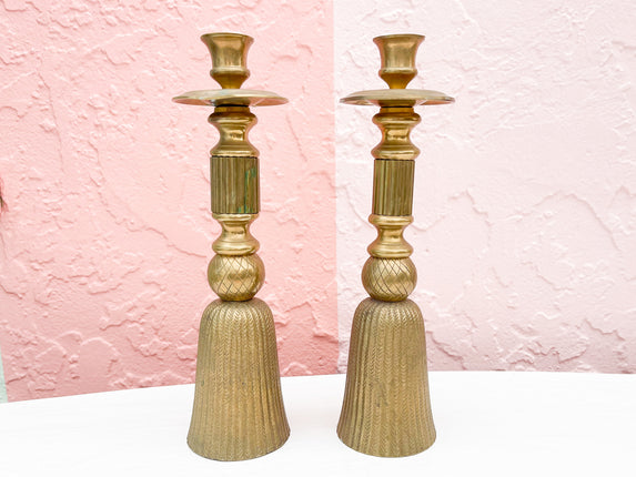 Kips Bay Show House Brass Tassel Candlesticks