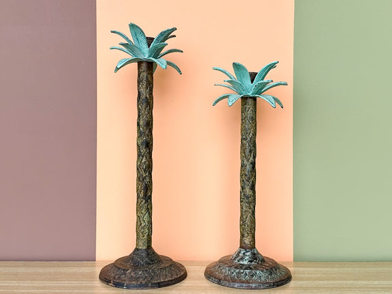 Pair of Palm Tree Candle Holders