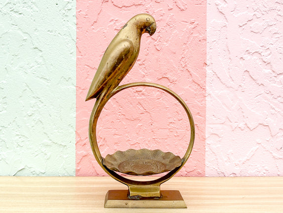 Brass Parrot Basket