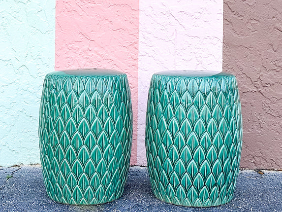 Pair of Gorg Green Artichoke Garden Seats