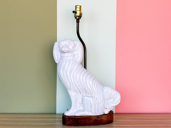 White Staffordshire Dog Lamp