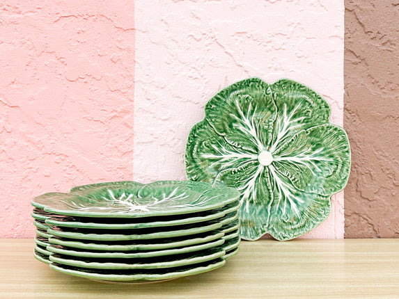 Set of Eight Bordallo Pinheiro Cabbageware Plates