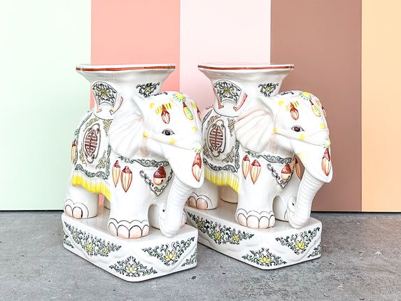 Pair of Palm Beach Chic Elephant Garden Seats