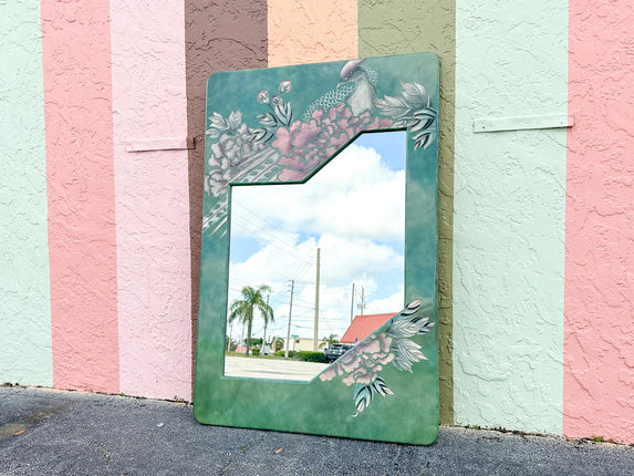 Pink and Green Lacquer Bird Mirror