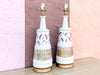 Pair of MCM Lavender and Gold Lamps