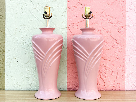 Pair of Pretty in Pink Art Deco Lamps