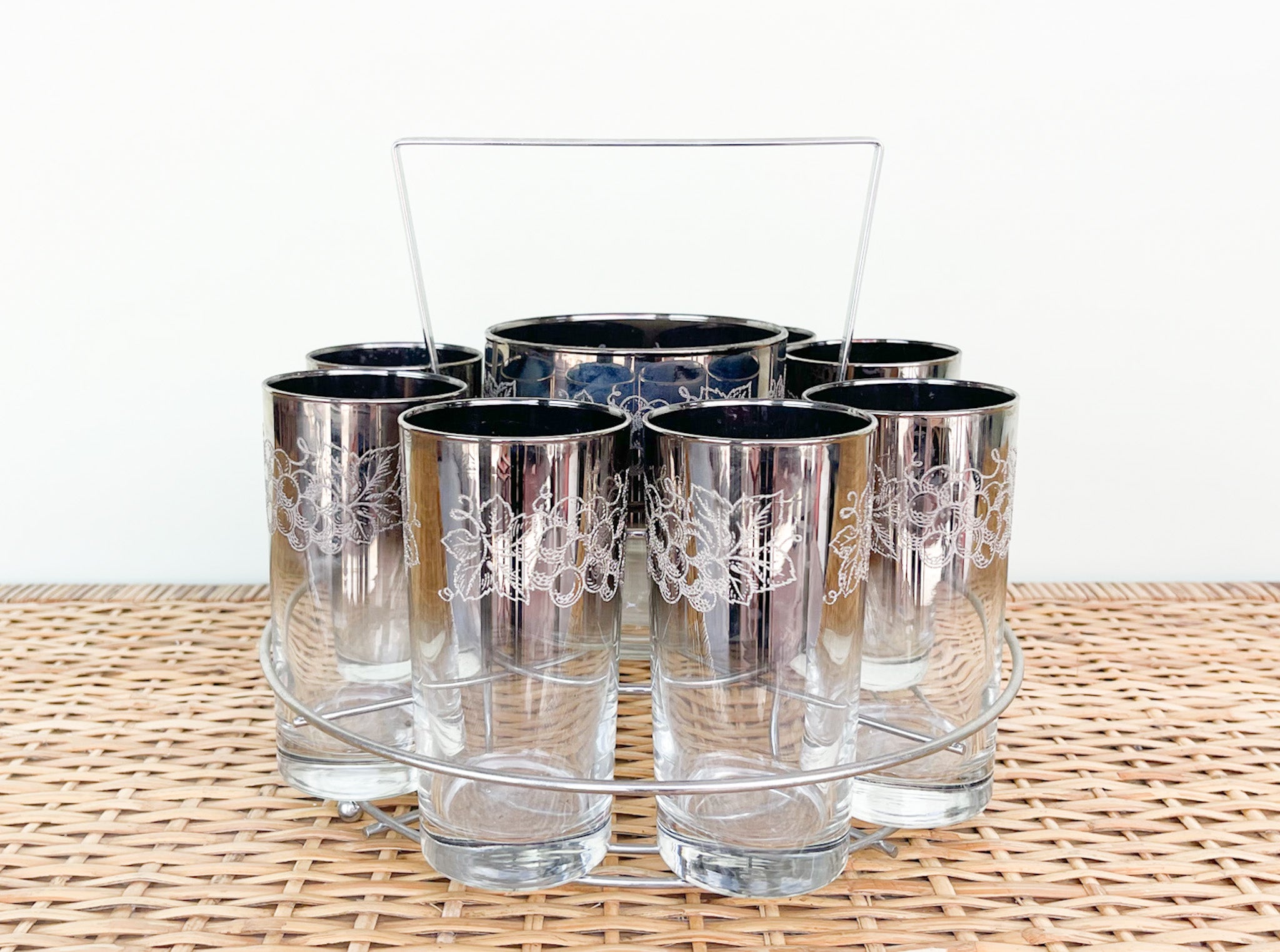 Mid Century deals glassware with caddy