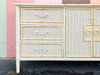 Yellow and White Faux Bamboo and Rattan Dresser
