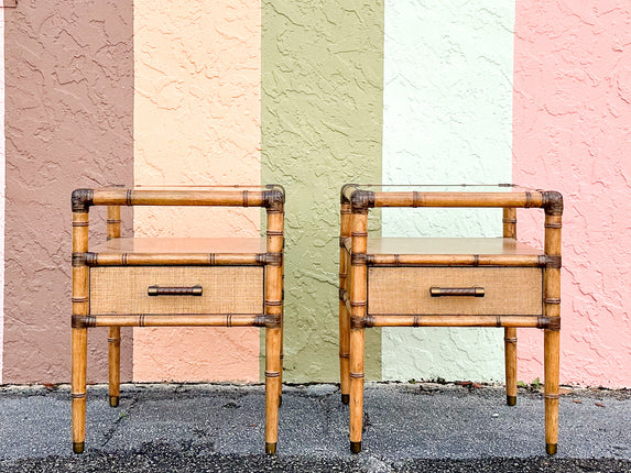 Pair of Modern Island Chic Nightstands