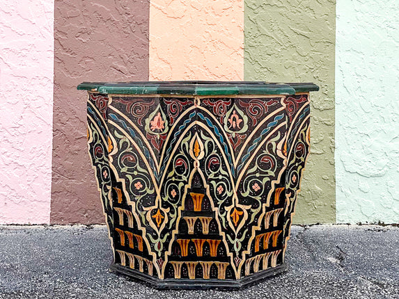 Colorful Black and Green Moroccan Style Side Table