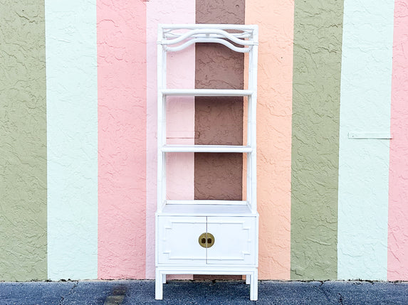 Faux Bamboo Rattan Pagoda Etagere