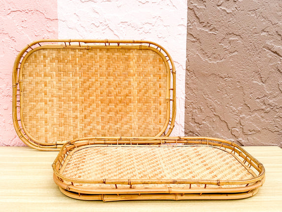 Set of Four Bamboo Trays