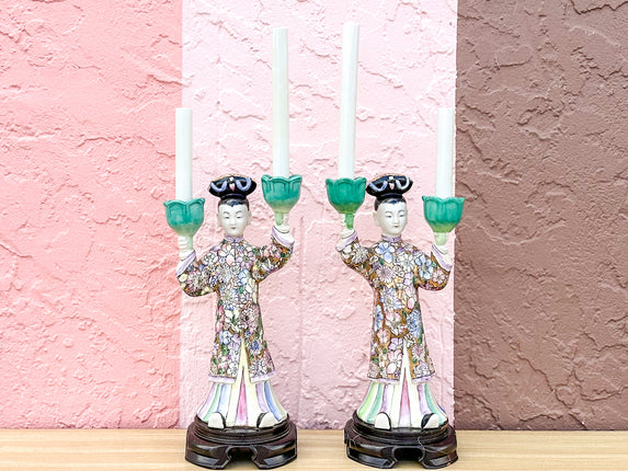 Pair of Colorful Asian Inspired Lamps