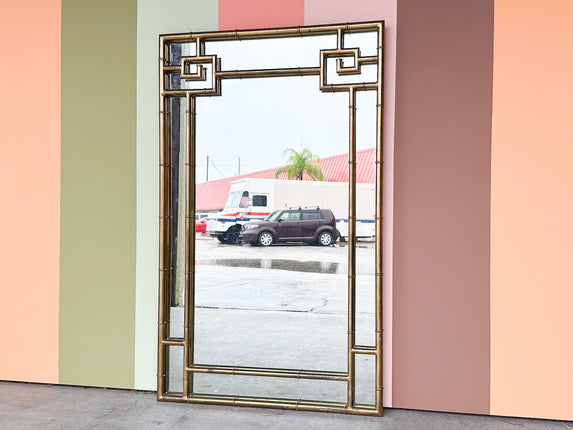 Regency Style Brass Greek Key Mirror