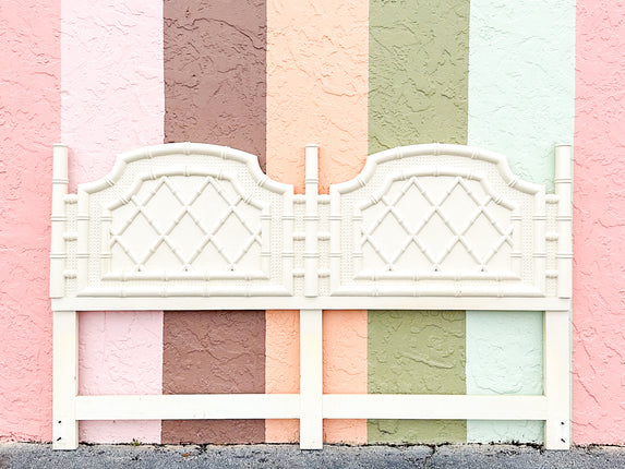 Cane and Faux Bamboo King Headboard