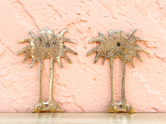Pair of Brass Palm Tree Hooks