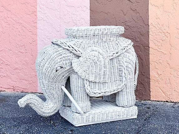 Wicker Elephant Garden Seat