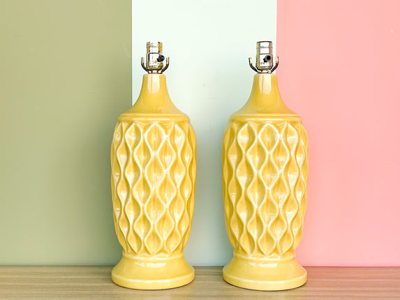 Pair of Happy Yellow MCM Lamps