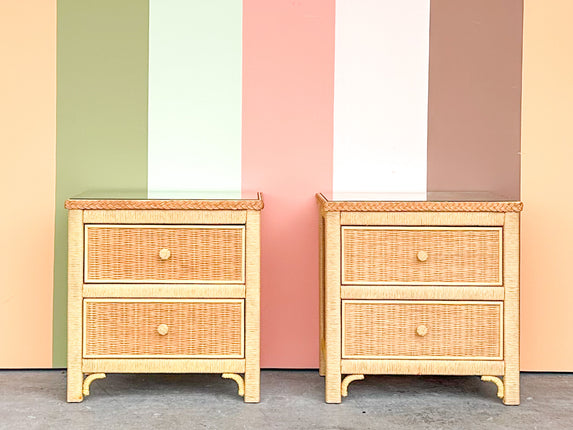 Pair of Henry Link Wicker Nightstands