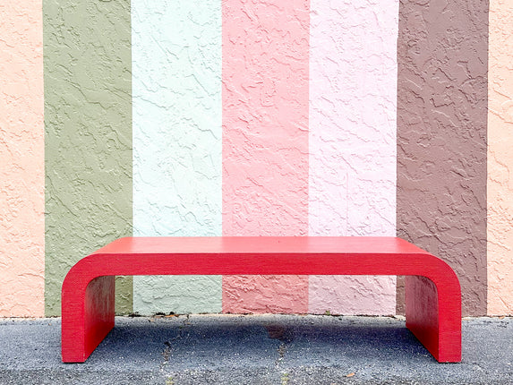 Red Hot Grasscloth Waterfall Coffee Table