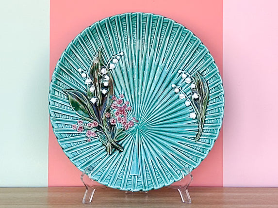 Large Majolica Lily of the Valley Plate
