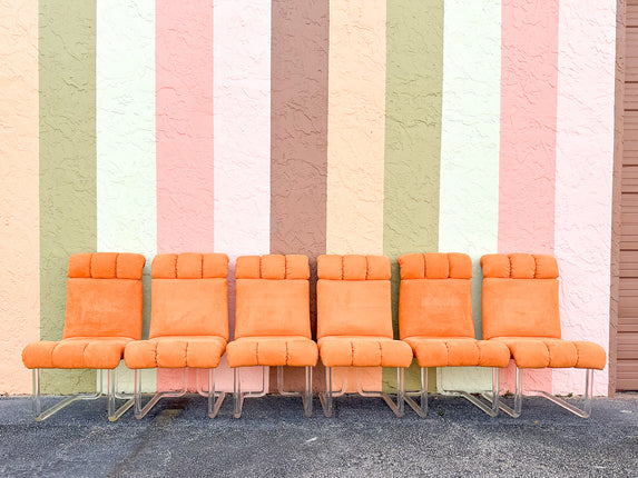 Set of Six Vladimir Kagan Lucite Dining Chairs