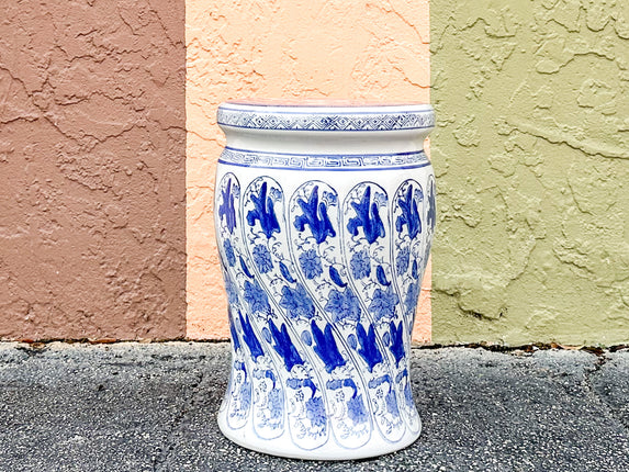 Kips Bay Show House Blue and White Swirl Garden Seat