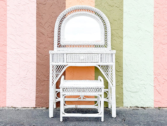Cute Wicker Vanity Set