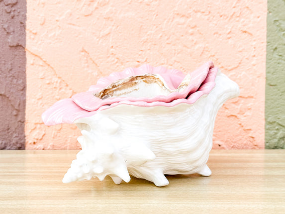Double Conch Shell Pink Cachepot