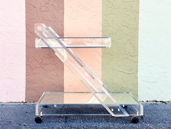 Fab MCM Mirrored Lucite Bar Cart