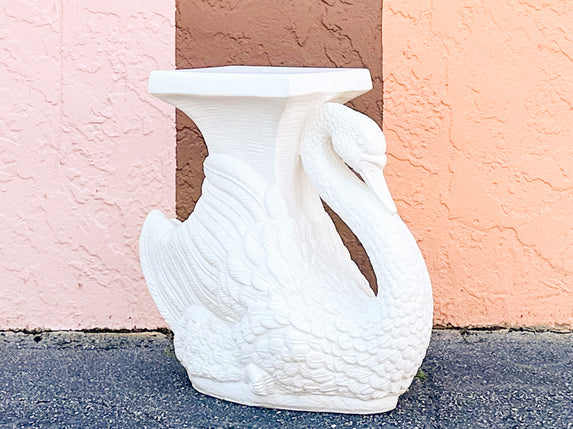 Plaster Swan Life Garden Seat