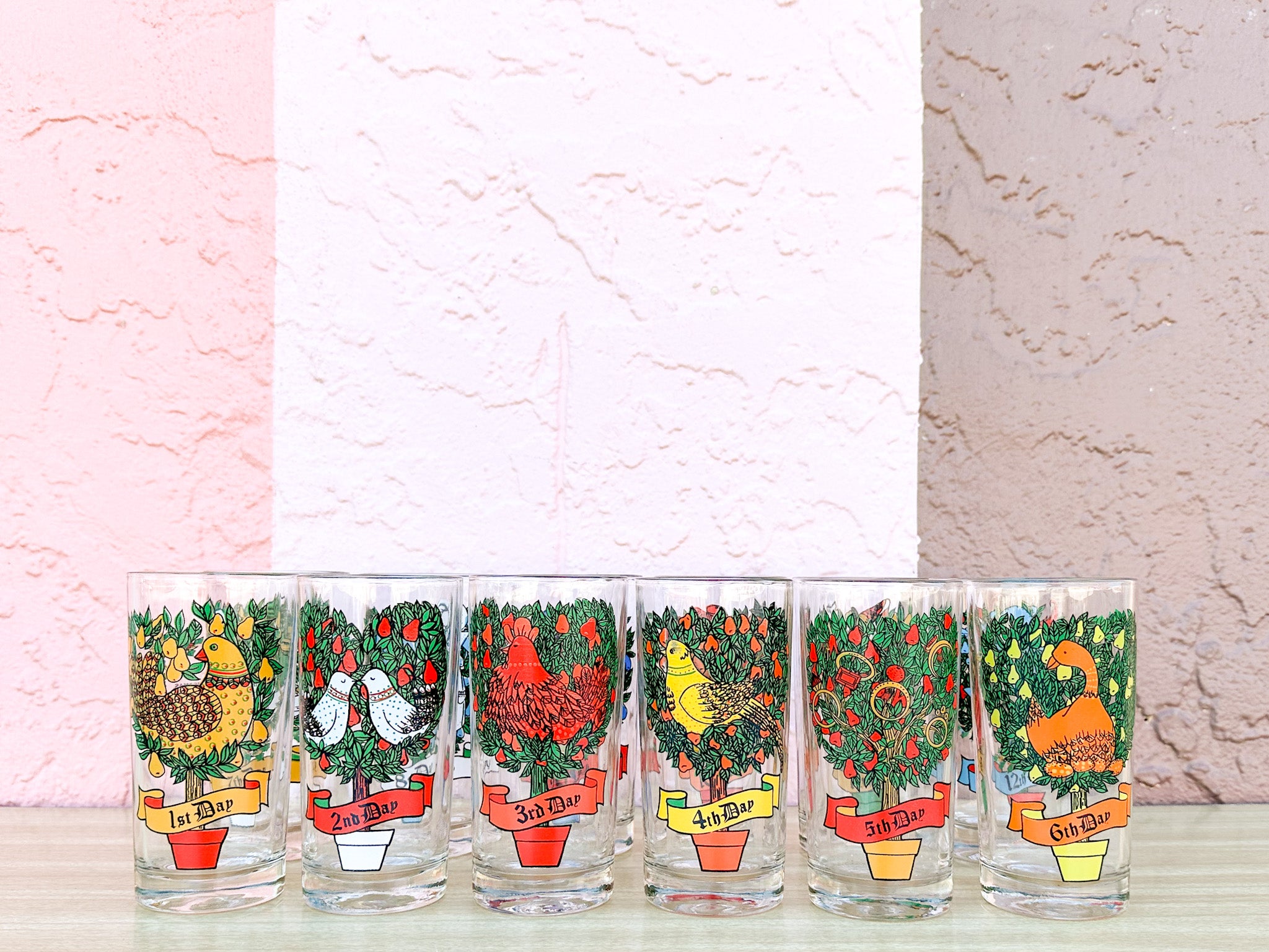 12 Days of Christmas Highball Glasses ~ Set of 12