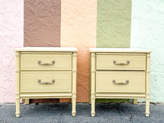 Pair of Faux Bamboo Nightstands