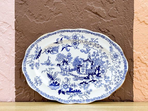 Blue and White Pagoda Plate