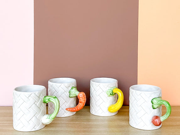 Set of Four Fitz and Floyd Veggie Mugs