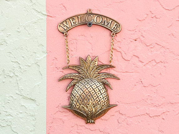 Brass Pineapple Welcome Sign