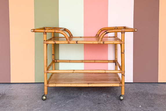Old Florida Rattan Bar Cart